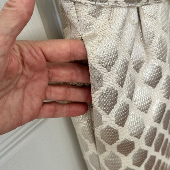 WHBM Champagne Metallic Diamond Jacquard Sheath Dress Sz 2 - Picture 7 of 11